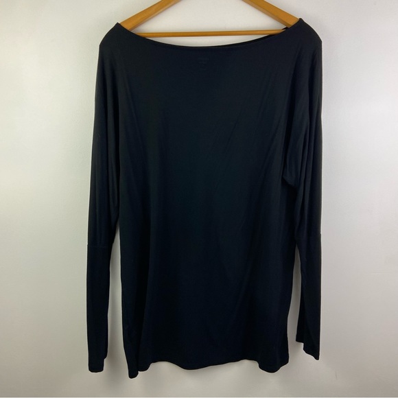 Express Relaxed Off The Shoulder London Tee Long Sleeve Black Medium - Picture 2 of 12